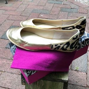 Gold and leopard flats
